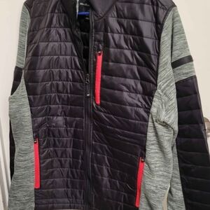 Skechers Black and Gray Puffer Jacket with Red Zippers